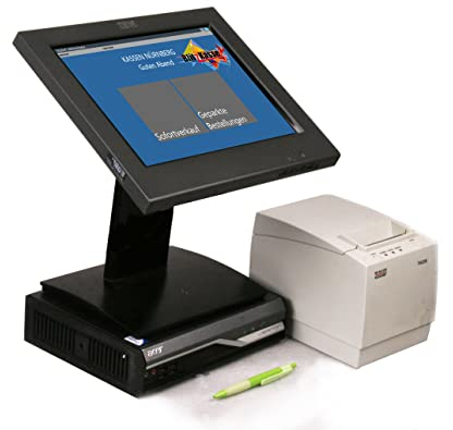 12 Kassensystem für Supermarkt, Kiosk & Imbiss – Touchscreen Kasse mit Bondrucker, BlitzKasse Handel Software, ohne Abo, TSE-konform
