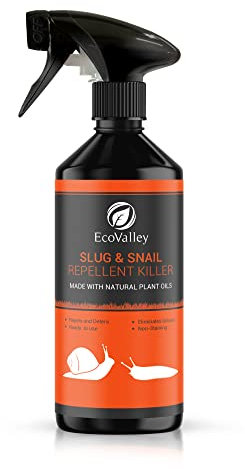 EcoValley Slug & Snail Control Killer Repellent Spray – Natural Plant-Based Garden Deterrent with Essential Oils, Aromatic Barrier for Indoor or Outdoor Use, Non-Harmful Pest Solution, 500ml Bottle