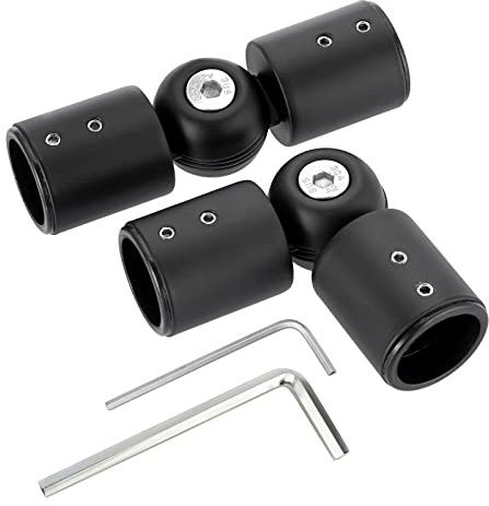 BTSKY Edelstahl-Winkelverbinder für Erkerfenster-Gardinenstange, verstellbar von 90 Grad bis 180 Grad, für Gardinenstangen von 25 mm, Schwarz, 2 Stück