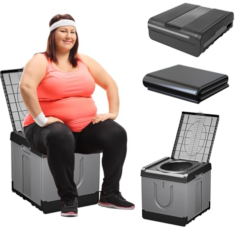 Upgrade XXXL Portable Toilet for Adults Camping, 17.3x16x15.74 In-Large Portable Foldable Toilet with 20pc-35.4x31.5in Garbage Bag, Perfect for Camping, Hiking, Fishing, Travel, Long Trips, Outdoor