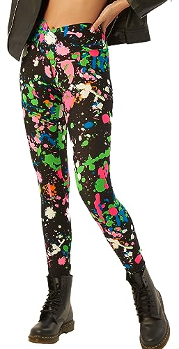 sissycos Halloween Leggings für Damen,80er Bunte Leggings, 3D Druck Bunte Leggings Damen, Halloween Bunte Leggings 90er Neon Leggings Damen Drucke Freizeithosen,Leggings für Party