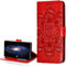 COTDINFOR Compatible with Huawei Honor 7X Coque Portefeuille Fermeture Magnétique Svelte PU Cuir Antichoc Protecteur Housse Flip Case Étui Pochette Cover pour Huawei Honor 7X Rouge Mandala LD.