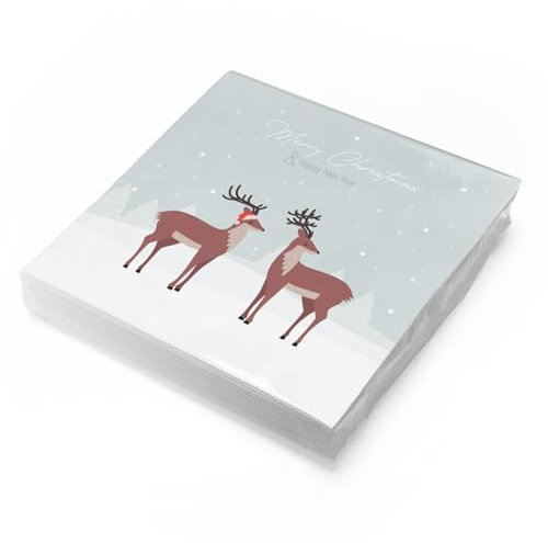 itenga Servietten Winter und Weihnachten 30 x 30cm 3-lagig 20 Stück für Weihnachten Weihnachtsfeier Wichteln und andere Feiern (Weihnachten Hirsche)