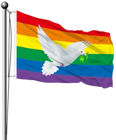 Aublinto Peace Fahne Peace Flagge Friedenstaube Flagge Friedensfahne Regenbogen Fahne Dekorative Fahne Pace Fahne,Aufmunterung Strapazierfähiges Polyester Geeignet
