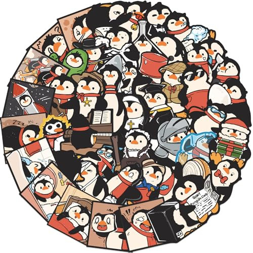 50 Stück Pinguine Aufkleber Auto Laptop Telefon Gitarre Skateboard Motorrad Fahrrad Pinguine Stickers Set Vinyl Wasserdicht Aesthetic Aufkleber für Jugendliche Kinder Erwachsene