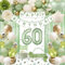 60 Geburtstag Frau, Salbei Grün Gold Deko 60 Geburtstag Frau Mann Party Deko Set mit Happy Birthday Banner, Konfetti Luftballons, Schärpe, Geburtstagskrone, Tischdecke, Vorhang für 60 Geburtstag Deko