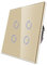CNBINGO Interruptor de luz táctil empotrado, interruptor de pared cuádruple en oro, superficie háptica, interruptor táctil con panel de cristal y LED de estado, 500 W/compartimento