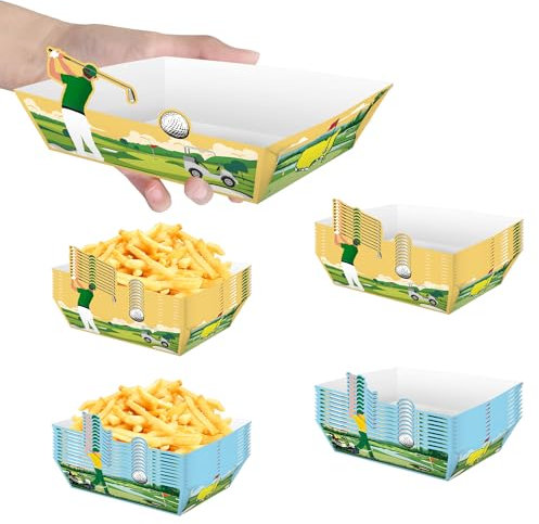 WENNIA Golf Party supplies Golf Party Plates Golf Paper Trays Food Boats Disposable Golf Plates Serving Tray for Sports Golf Themed Birthday Party Decorations