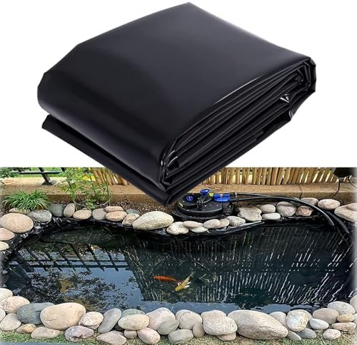 Pounjsd Pellicola per laghetto, 4 x 8 m, Telo Laghetto,Gardens Pools Membrane,Nero HDPE per laghetti, Rivestimento per laghetto,per Stagni da Giardino Piscine Fontana Giardini Acquatici