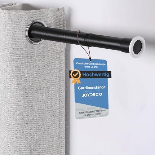 Joydeco Asta telescopica da 260 – 310 cm, colore nero opaco, multifunzionale, senza fori, morsetto – Asta per tenda da doccia, asta allungabile, per tende, divisorio e balcone