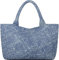 Queenoris Gewebte Tasche für Damen, modische Schultertasche mit Tragegriff oben, veganes Leder, große Reisetasche, Denimblue, Medium