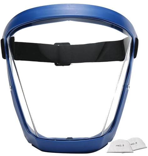 BEAHING Full Face Safety Faceshield, Gesichtsschild mit 2 -pcs -Baumwollfiltern Anti -Nebel -Gesichtsschild -Maske mit verstellbaren Gurten gegen Wind, Sand, Staub für Männer und Frauen, Stil 2