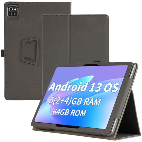 Haofun Funda Compatible con COLORROOM K10, Cover PU Protector con Soporte Multiángulo, Ultra Delgada Anti-Caída Case con Correa para la Muñeca (Negro)