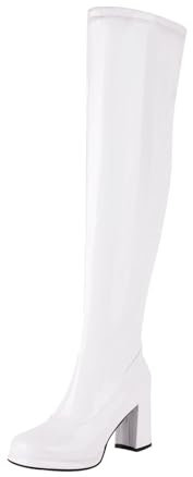 Stivali da donna con tacco alto al ginocchio, stivali sopra il ginocchio, in pelle laccata, stivali lunghi Strentch, stivali alti al ginocchio, stivali alti da equitazione, bianco, 41 EU