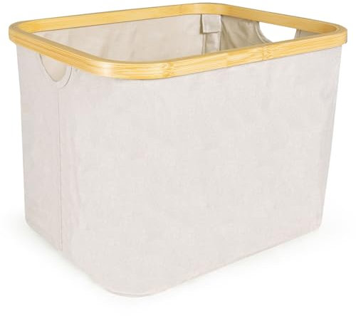 Staubox faltbar | Wäschekorb Nelson | Regalbox Kallaxregal Bambus beige 40L