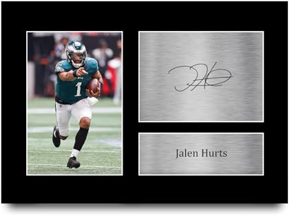 HWC Trading Jalen Hurts Philadelphia Eagles Geschenkidee: Gedrucktes, signiertes Autogrammfoto für Fans von American-Football-Memorabilia - A4