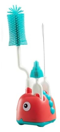 Jgzzmxuq Silicone Bottle Brush Cleaning Brush Special Draining Rack for Newborn Baby Long Handle Rinse Nipple Cleaning Set B