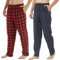 BEGIANT Pack de 2 ou 3 Pantalons Pyjama Homme Hiver Flanelle Coton Doux et Chaud à Carreaux Boutonnière Poches Confortable Lounge,Carreaux bleu marine + Plaid rouge,M