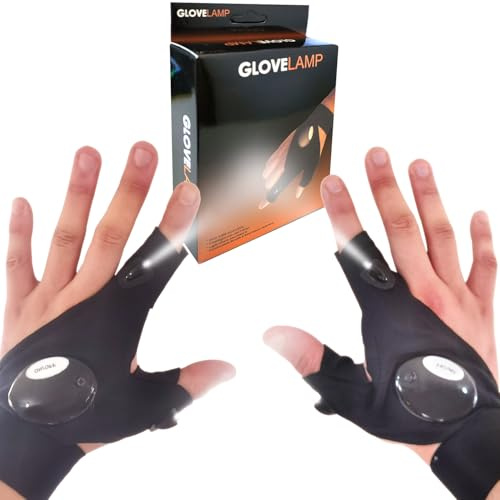 TUKYWAN Guantes de linterna LED, regalos para hombres, papá, él, día del padre, regalos para él, marido, regalo de Navidad, cumpleaños, herramientas geniales para reparar pesca, camping, 1 par, color