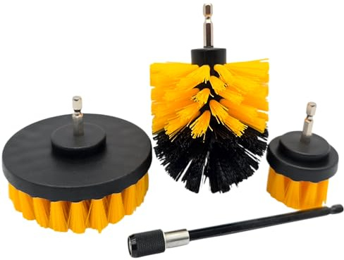 Hero Bürstenaufsatz Bohrmaschine Set 4 Stück Bohrbürsten Akkuschrauber Leistungsstarke Bürste Universell Drill Brush Reinigungsbürste für Felgen, Fliesen, Küche, Böden, Auto, Badewanne Reinigung