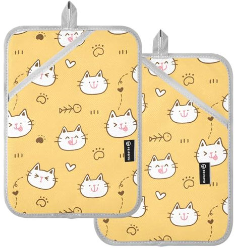 Juego de 2 almohadillas calientes para horno, resistentes al calor, para platos calientes, esenciales para hornear, color amarillo