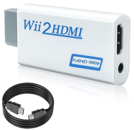 Yingtop Adaptador Wii a HDMI 1080P/720P Full HD - Convertidor de Video y Audio con HDMI + Jack 3,5mm, Plug & Play, Incluye Cable hdmi, Compatible con TV/Proyector/Monitor (Todos los Modos Wii)