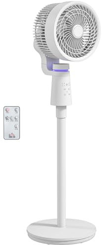 HOMCOM Ventilateur sur pied 40 W ventilateur circulateur d'air portable et léger, oscillation réglable à 70°+90°, télécommande, minuterie 7H, 3 vitesses, pour chambre, maison ou bureau, blanc