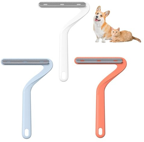 Risipu 3Pcs Double Sided Pet Hair Remover - Reusable Portable Fluff Rake, Double Sided Plastic Brush, Handheld Fluff Rake Dog Hair Remover Tool for Carpet, Sofa, Car, Furniture and Stairs