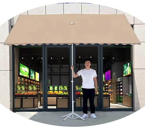 Rechteckiger Marktschirm, 250 x 200 cm, Sonnenschirm für den Außenbereich, verstellbarer Sonnenschirm für Bistro und Café, Khaki, 2,5 x 2 m