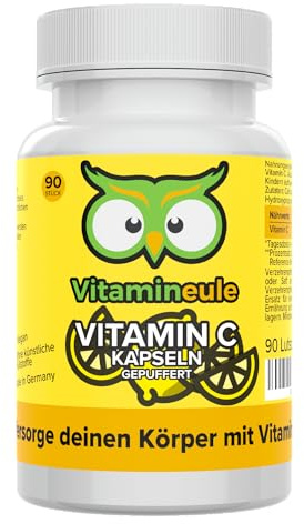 Vitamin C Kapseln - hochdosiert 500 mg - gepuffertes Calciumascorbat | Produktion in Deutschland - bioaktiv & vegan - ohne Zusatzstoffe - für Erwachsene & Kinder - Vitamineule®