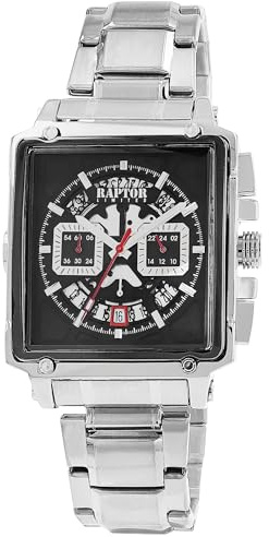 Raptor Damen Armbanduhr Analog in Silber, Gesamtlänge 23.5 cm, Edelstahlarmband – 3 ATM