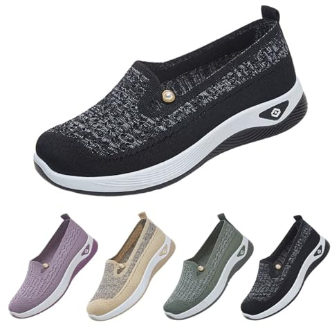 Leichte Sneaker Damen Slip On Turnschuhe Sommer Walkingschuhe Atmungsaktive Joggingschuhe Breite Fuß Orthopädische Lässige Komfort Laufschuhe Outdoor Sportschuhe Running Shoes Trainer