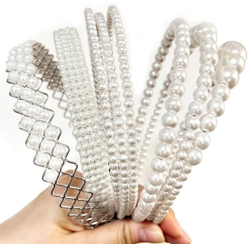 Auroriel 6 Pièces Bandeaux Blancs Pour Femmes Accessoires Capillaires Brillants Délicats Parfaits Pour Femmes Filles Pas De Pression Sur La Tête Bandeaux Confortables