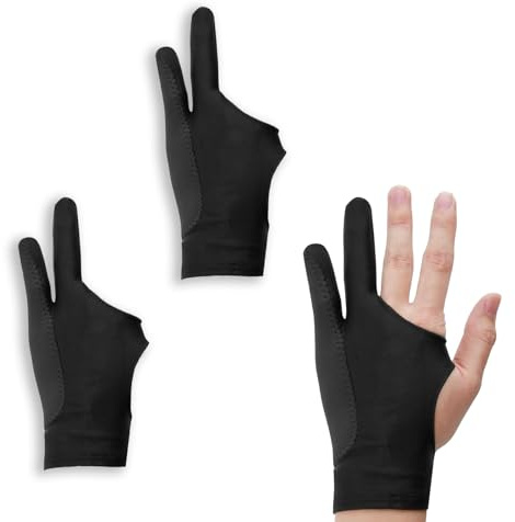 fKiZanthene Gants de Dessin pour Tablette Graphique, Gants Antifouling à Deux Doigts, Respirants et Confortables, Idéaux pour Artistes, Designers et Étudiants