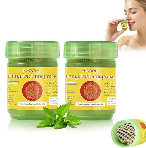 Inalatore Nasale,Inalatori-Formula a base di erbe naturali al 100%,Migliora la Respirazione e Aumenta la Concentrazione,Rinfrescante e Tonificante,Respirazione Regolare(2 barattoli)