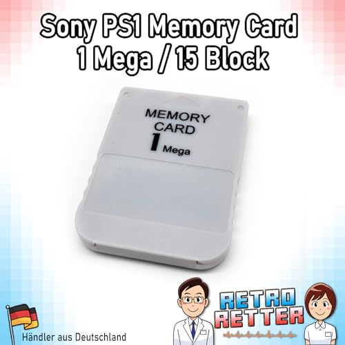RetroRetter 1 MB Memory Card für Sony PS1 / PlayStation 1 / PS One/PSX Spielstand Speicherkarte