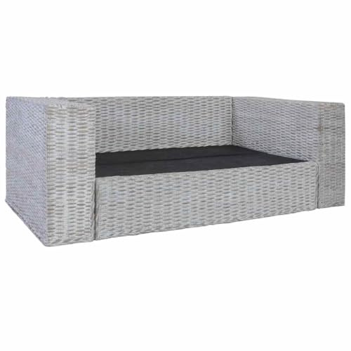 pokgdf 2-Sitzer Rattansofa für Wohnzimmer mit robustem Holzrahmen, Breiten Armlehnen und waschbaren Polstern für Rattansessel – Echtes Rattan Sofa mit abnehmbaren Bezügen,