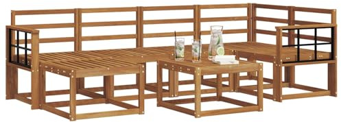 vidaXL Outdoor-Sofagarnitur 7 pcs Natur Massivholz Akazie, Garten, modern, langlebiges Outdoor-ecksofa-Set, Patio-Lounge-möbel, terrasse-innenwohnen-Komfort