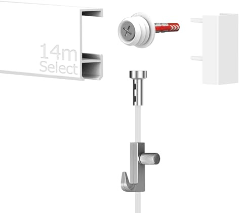 14 Meter Bilderschienen - Select - Komplett Set in Weiß von Hang-it
