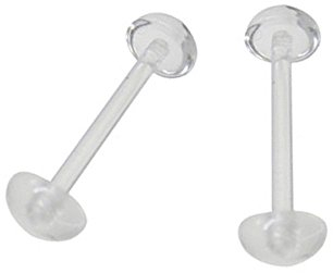 2er-Set klar BioFlex Zungenringverschluss Halterung Body-Piercing mit Halbball, Größe 14, 1,6 cm