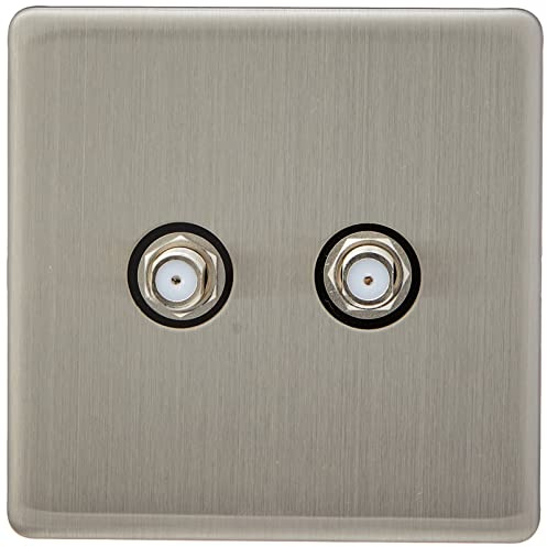 AET SL2GSKYBL 2 Gang Screwless Sky Socket with Black Insert