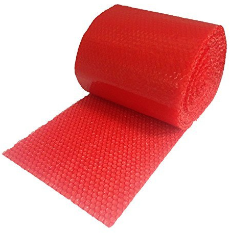 Realpack®: 1 x Rolle antistatische rote Luftpolsterfolie. Größe: Breit - 300 mm x 100 m. Schützt elektrostatikfrei vor Transportschäden.