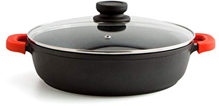 Quid Intense - Tartera de aluminio fundido, 24cm, 2.5L, asas de silicona, tapa de vidrio