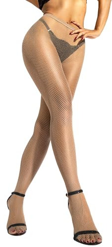 sofsy Pantimedia de Red de Redecilla de Pesca de Rejilla Tight High Cintura Medias de Red de Nylon Natural 1/2 - X-Small/Small
