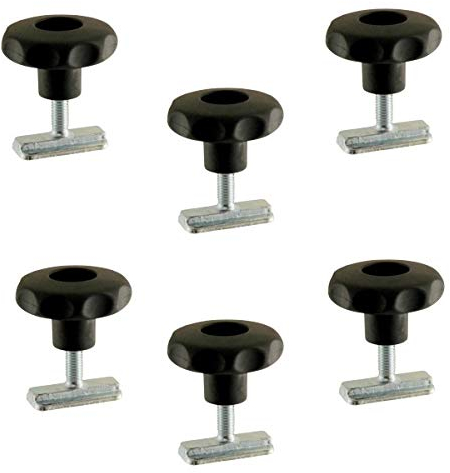 kuriershop 6 x Schraubfitting mit Sterngriff, frei verschiebbar, einfach in der Handhabung, für Airlineschienen, Kerl M8 x 24 S Slide