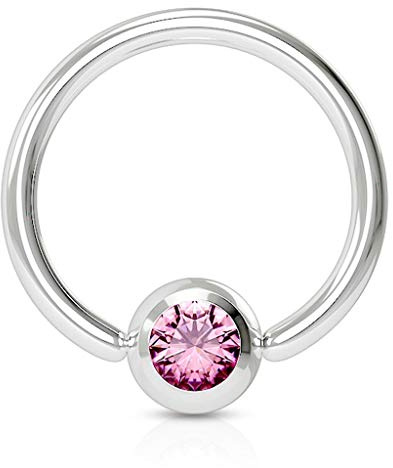 viva-adorno Universal Piercing Ring BCR Kristall Lippenring Klemmring Septumpiercing Brustpiercing Chirurgenstahl Z507