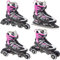 RAVEN Profession 4in1 Inlineskates Triskates Rollschuhe Schlittschuhe Inliner für Kinder und Erwachsene verstellbar (Black/Pink, 31-35 (20,5cm-23cm))