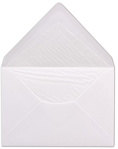 75 Briefumschläge DIN C6 - Weiß gefüttert mit weißem Seidenpapier - 11,4 x 16,2 cm - 100 g/m² Nassklebung Brief-Hüllen von Ihrem Glüxx-Agent