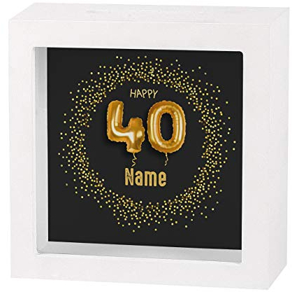 Herz & Heim® Geldgeschenk zum runden Geburtstag in Form Einer bedruckten Spardose als Bilderrahmen 40. Geburtstag