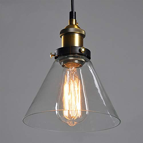 Mengjay Suspension Vintage Luminaire Industriel Abat-jour en Verre Lampe Style Plafonnier Culot Edison E27 Pour Cuisine Chambre à coucher Restaurant Café(Type B)